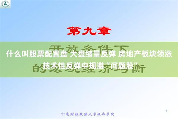 什么叫股票配置盘 大盘缩量反弹 房地产板块领涨 技术性反弹中规避“问题股”