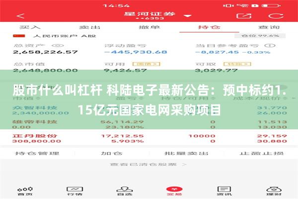 股市什么叫杠杆 科陆电子最新公告：预中标约1.15亿元国家电网采购项目